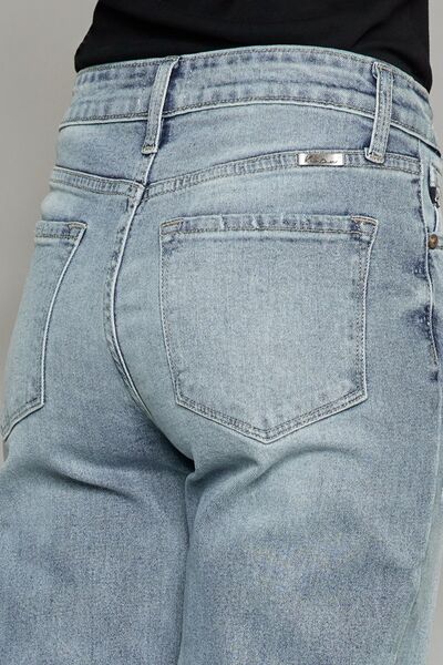 Kancan High Waist Raw Hem Cropped Wide Leg Jeans (Online Only)