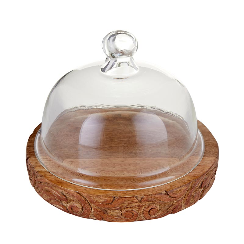 7.5" Glass Dome w/ Carved Base