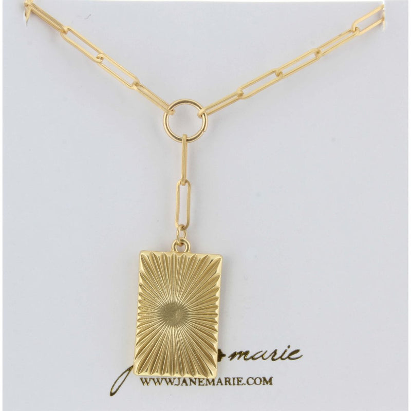 Gold Chain Textured Rectangle Charm