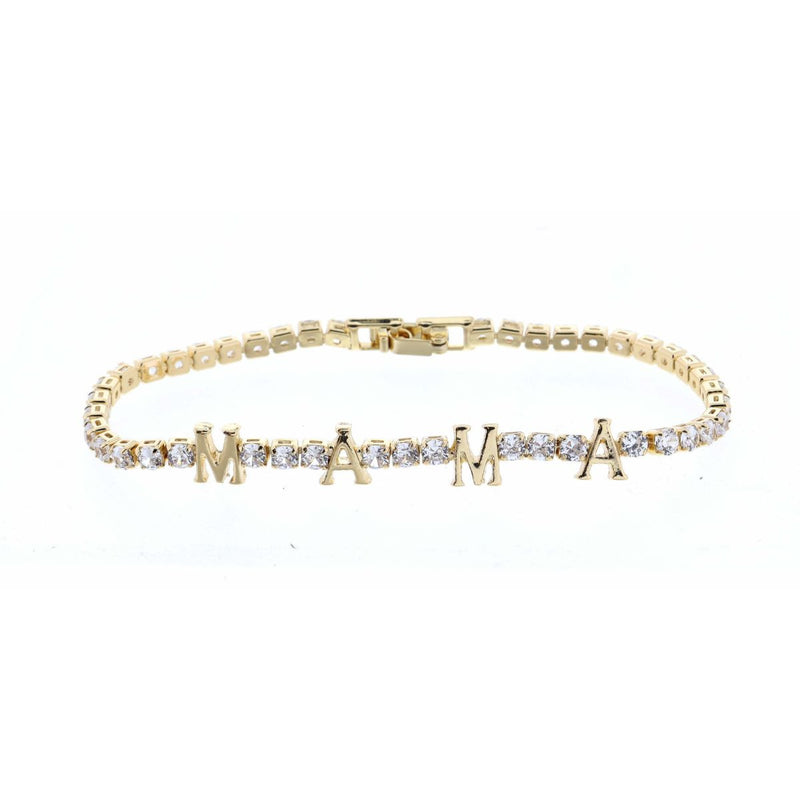 Clear Crystal W/ Gold Mama Bracelet
