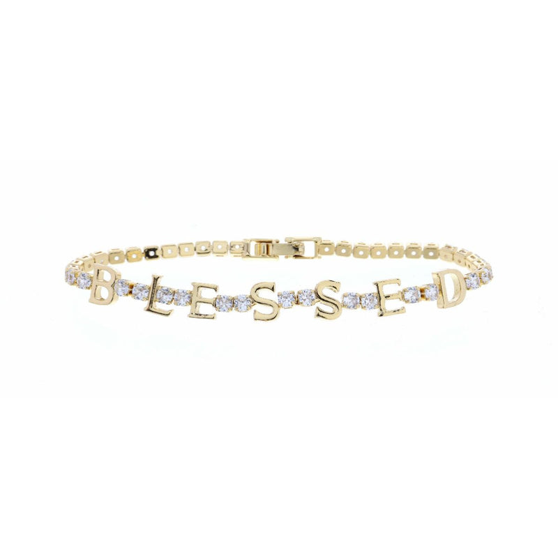 Clear Crystal Gold Bracelet W/ Word