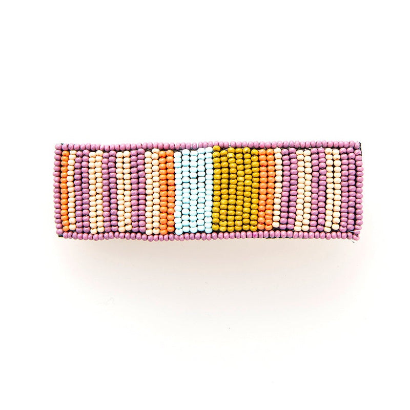 Lilac Coral Bead Stripe Barrette