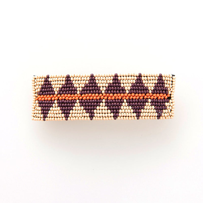 Pink W/ Port Diamond & Terra Cotta Stripe Barrette