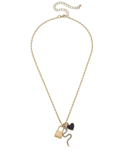 Brinkley Charm Necklace in Worn Gold