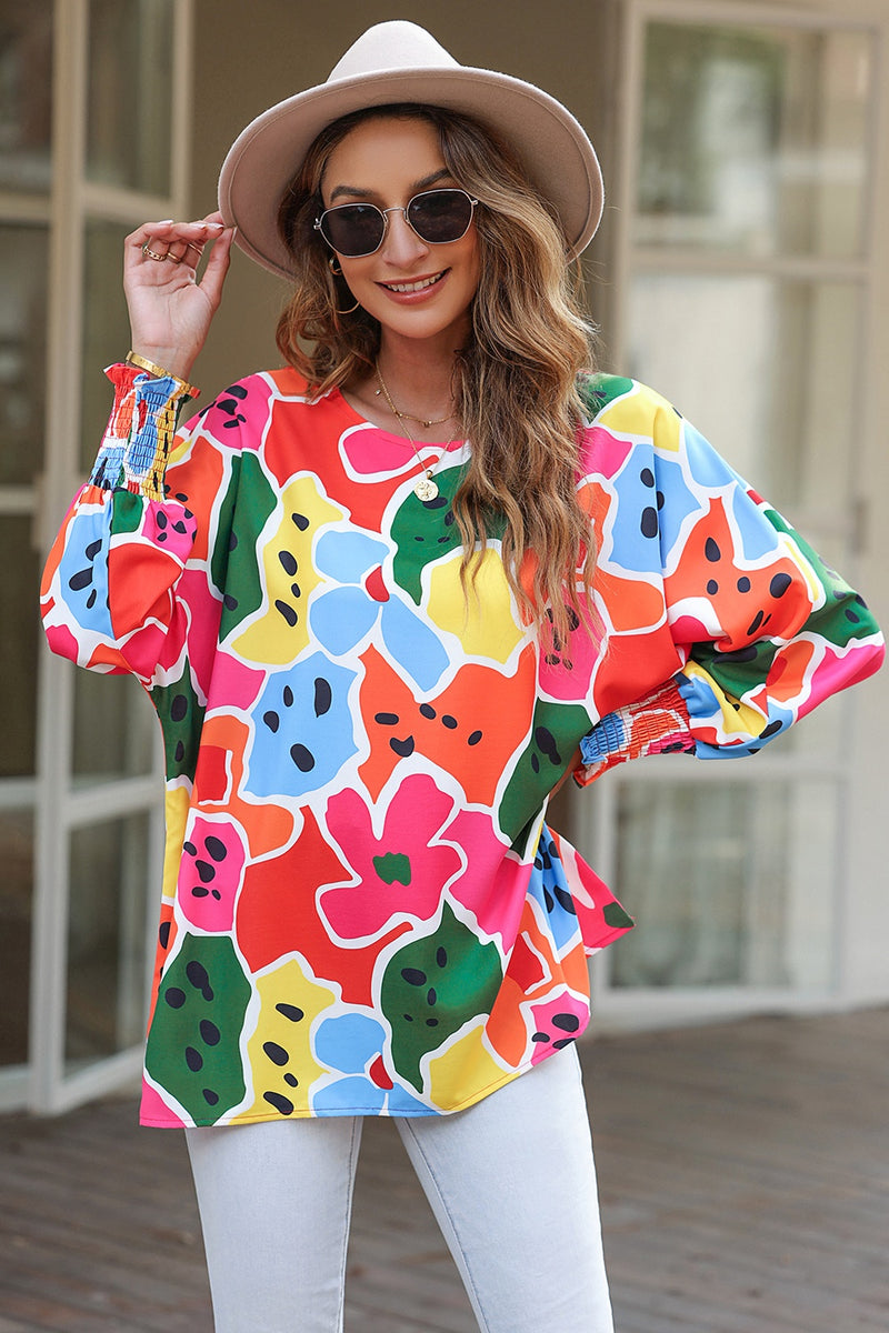 Abstract Lantern Sleeve Blouse (Online Only)