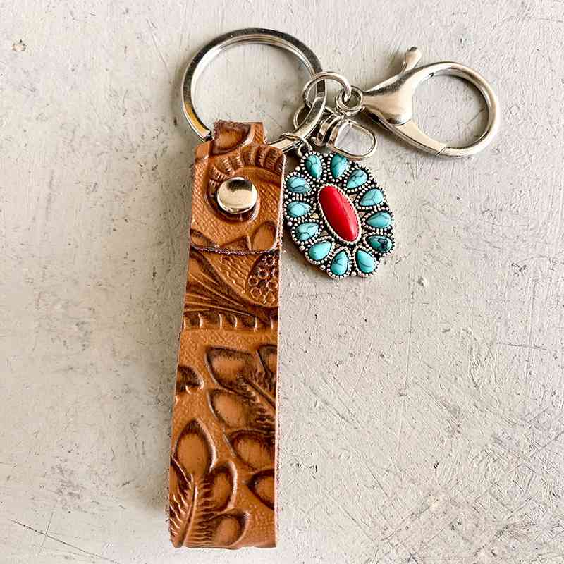 Turquoise Genuine Leather Key Chain Online Only)