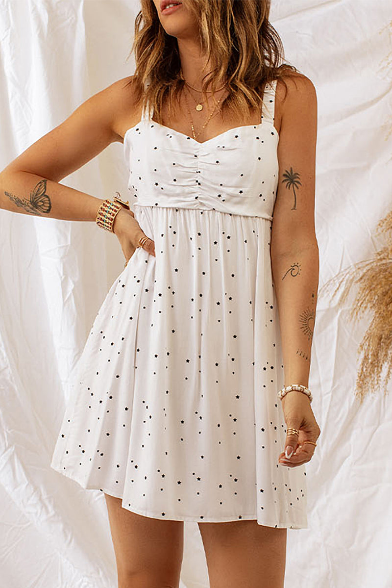 Star Print Ruched Sleeveless Dress (Online Only)