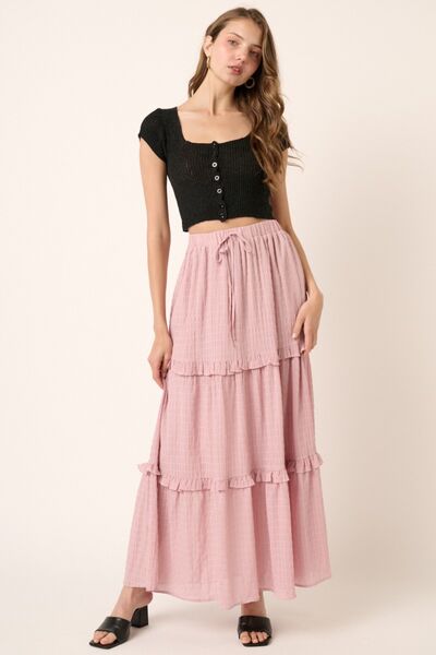 Drawstring High Waist Frill Skirt (Online Only)