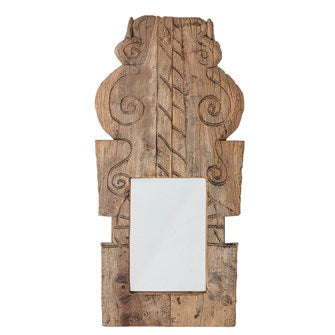 Found Hand-Carved Wood Wall Mirror