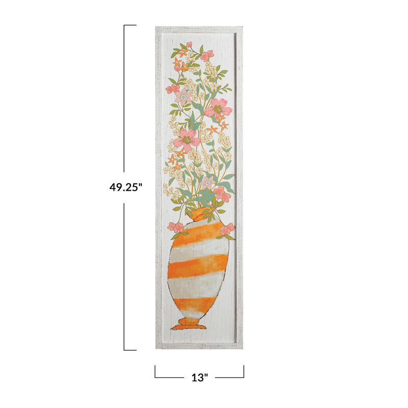 Wood Framed Wall Decor w/ Flowers in Vase