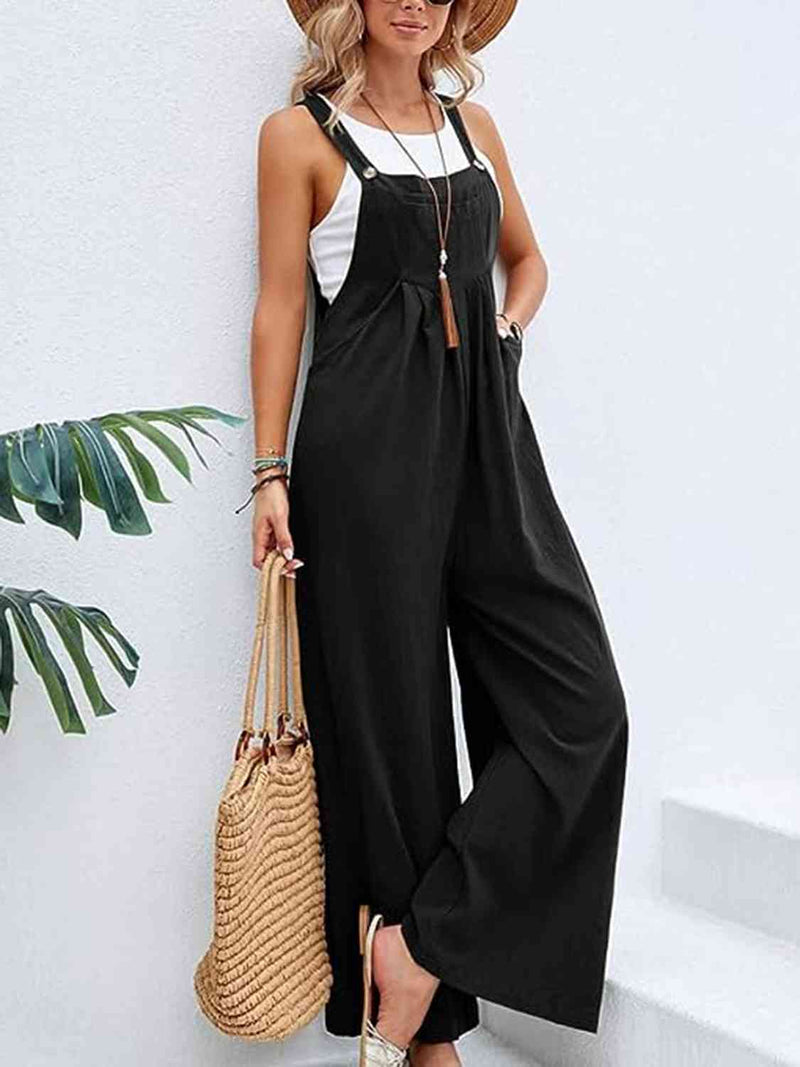 Wide Leg Overalls with Pockets (Online Only)