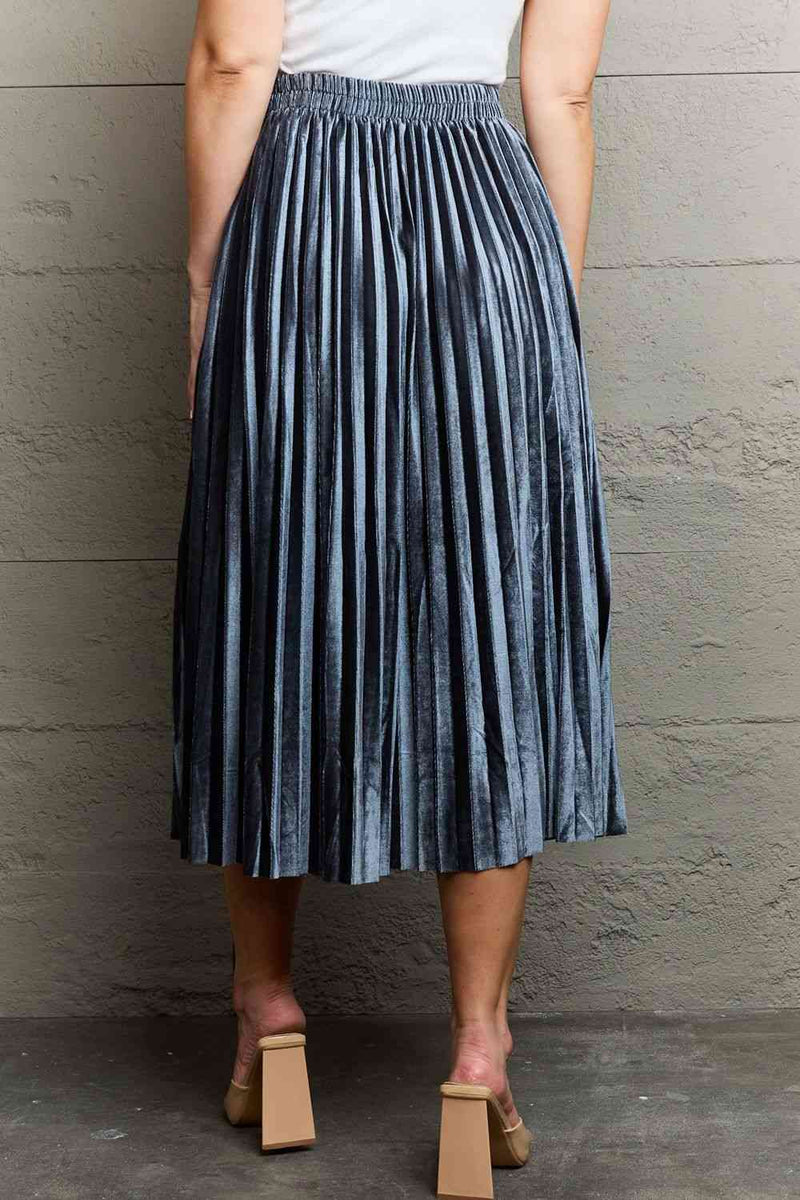 Accordion Pleated Flowing Midi Skirt (Online Only)