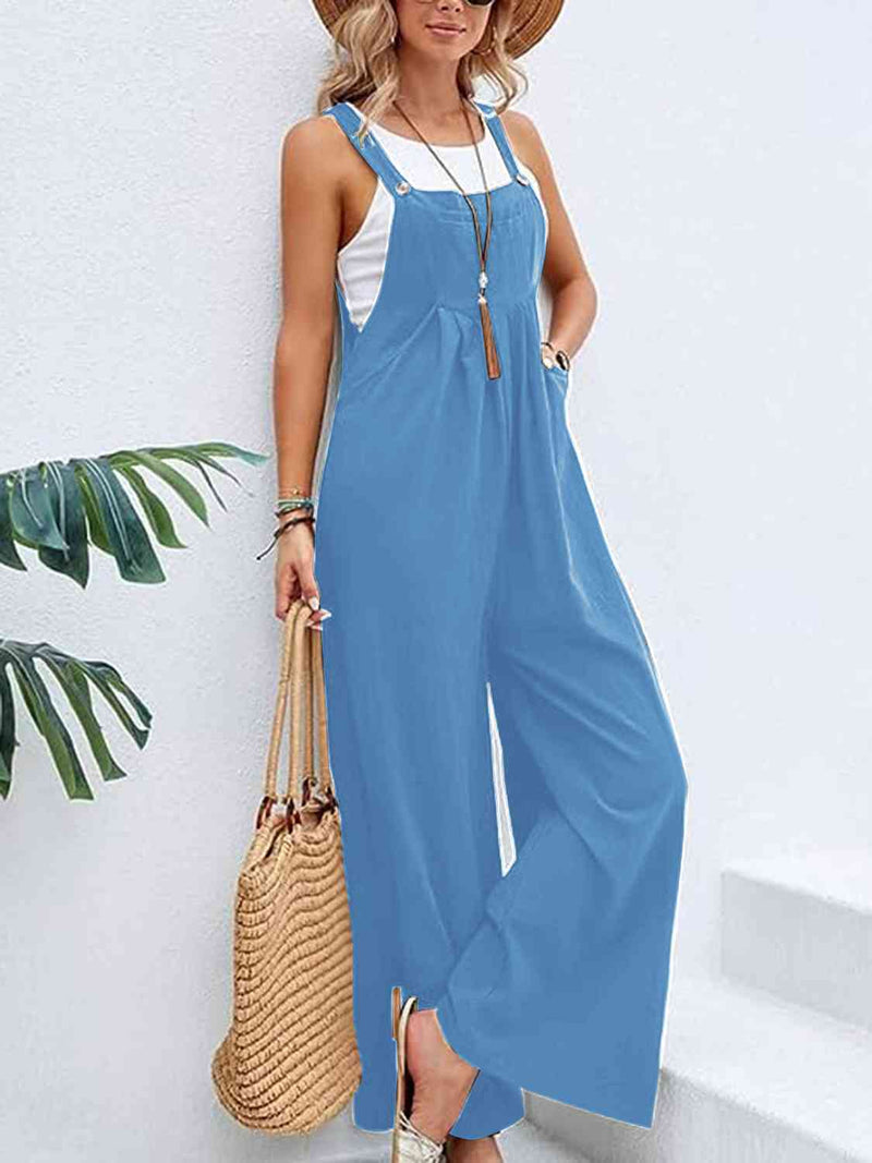 Wide Leg Overalls with Pockets (Online Only)