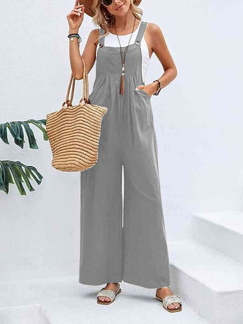 Wide Leg Overalls with Pockets (Online Only)