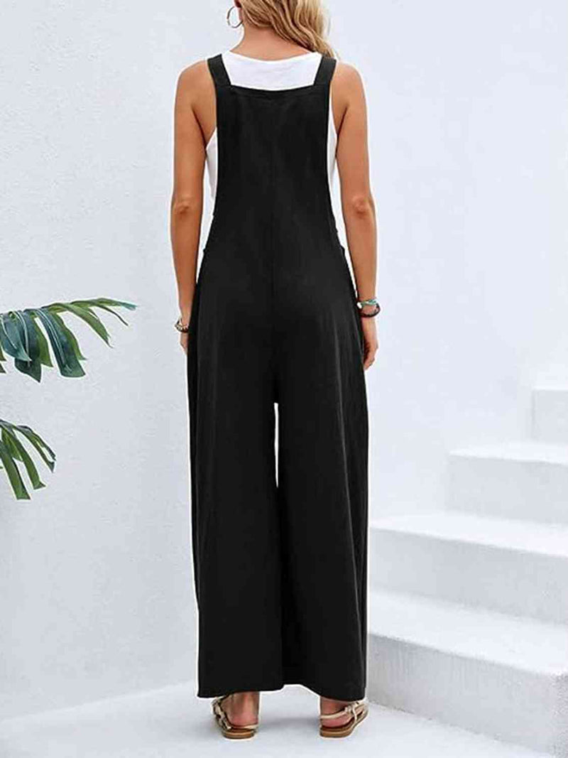 Wide Leg Overalls with Pockets (Online Only)