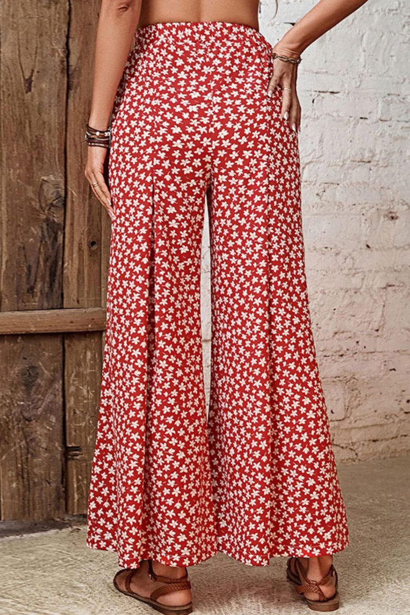 Floral High-Rise Wide Leg Flare Pants (Online Only)