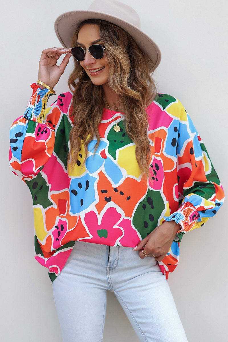 Abstract Lantern Sleeve Blouse (Online Only)