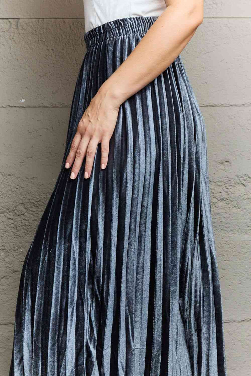 Accordion Pleated Flowing Midi Skirt (Online Only)