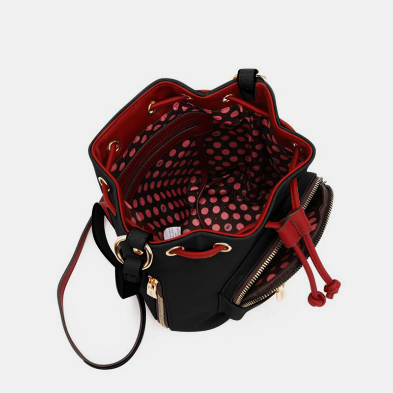 USA Contrast Drawstring Bucket Bag (Online Only, Ships from USA)