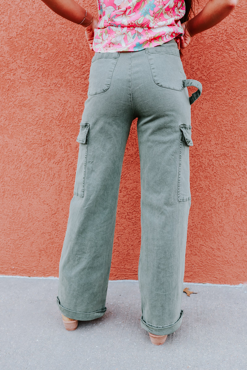 Olive High Rise Cargo Pant