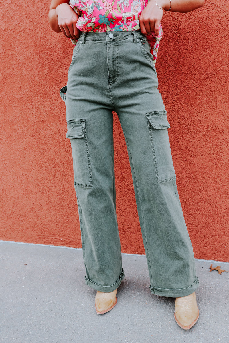 Olive High Rise Cargo Pant