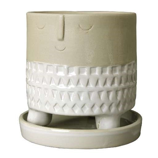 Happy Face Ceramic Planter - Lg